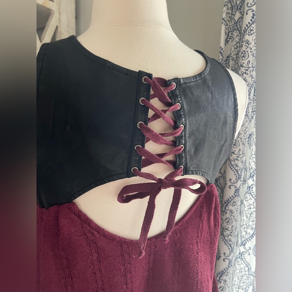Free People vegan leather high low Moto tank top XS - Picture 6 of 7